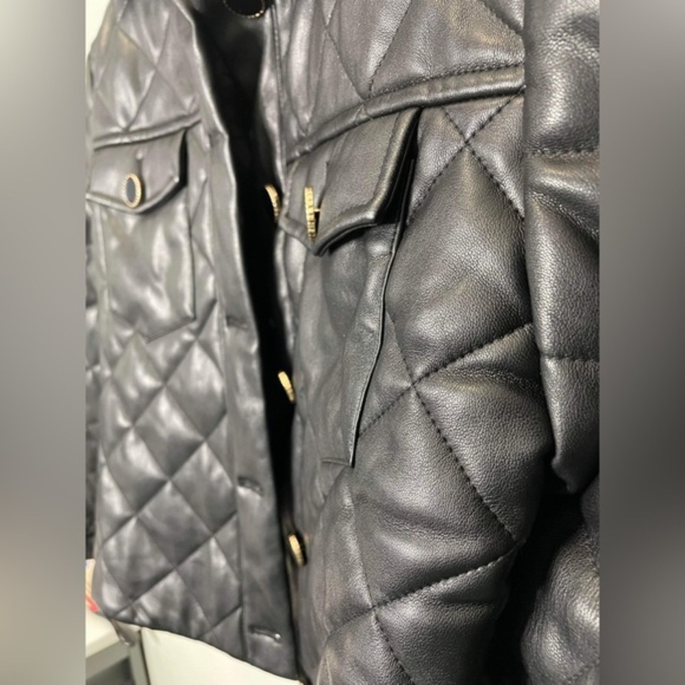 Mango - Pocket Quilted Jacket Black size small - Picture 4 of 10